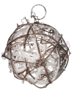 Rattankugel Christbaum-Schmuck Weihnachten weiß-braun 7