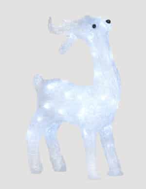 Rentier-Figur leuchtend Weihnachtsdeko weiß 45 cm