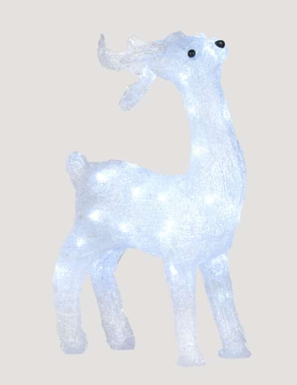 Rentier-Figur leuchtend Weihnachtsdeko weiß 45 cm