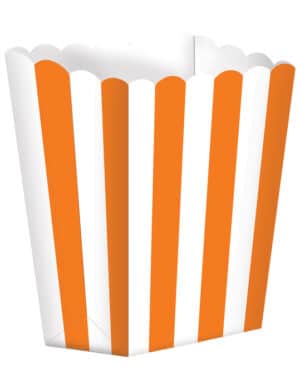 Retro Popcorn Süssigkeiten-Box Partydeko-Set 5 Stück weiss-orange