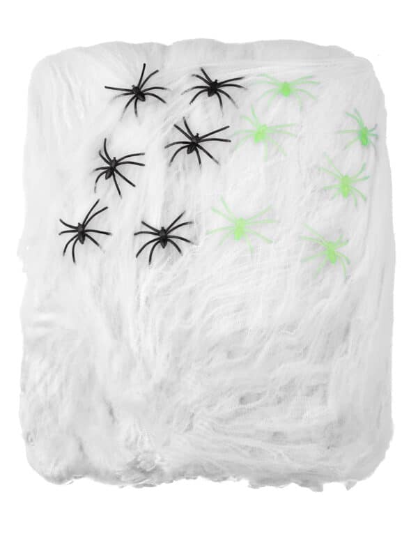 Riesen-Spinnennetz mit Spinnen Halloween-Deko weiss 150qm 500g