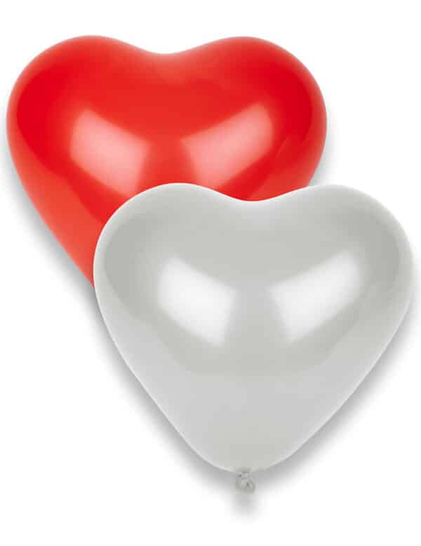 Romantische Herz Luftballons Valentinstag 8 Stück rot-weiss 33x36cm