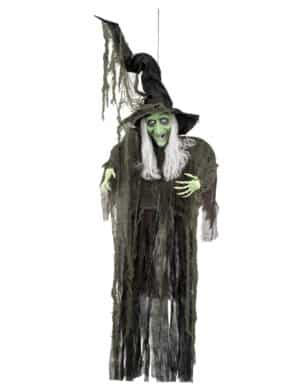 Schaurige Halloween Riesen-Hängedeko Hexe schwarz-grün 190cm