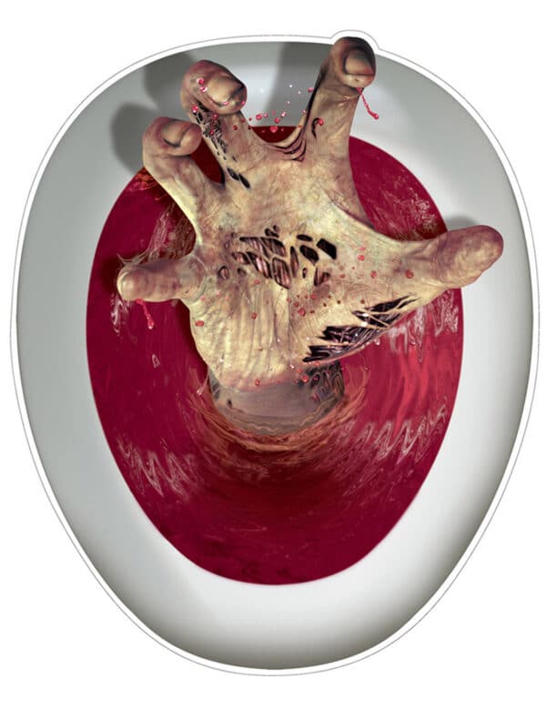 Schaurige Hand Halloween Toiletten-Sticker bunt 30x43cm