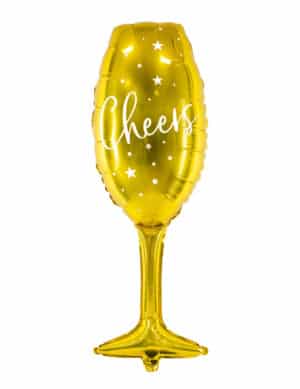 Sektglas-Luftballon Cheers Partydeko gold 28x80 cm