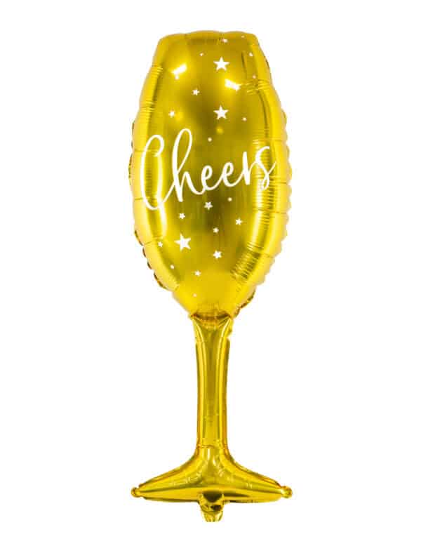 Sektglas-Luftballon Cheers Partydeko gold 28x80 cm