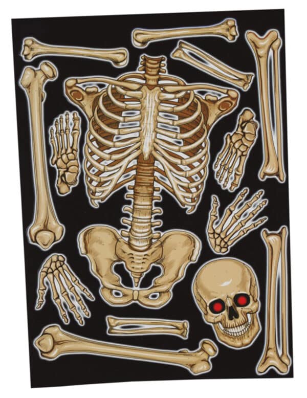 Skelett-Sticker für Fenster Halloween-Partydeko beige 30x40 cm