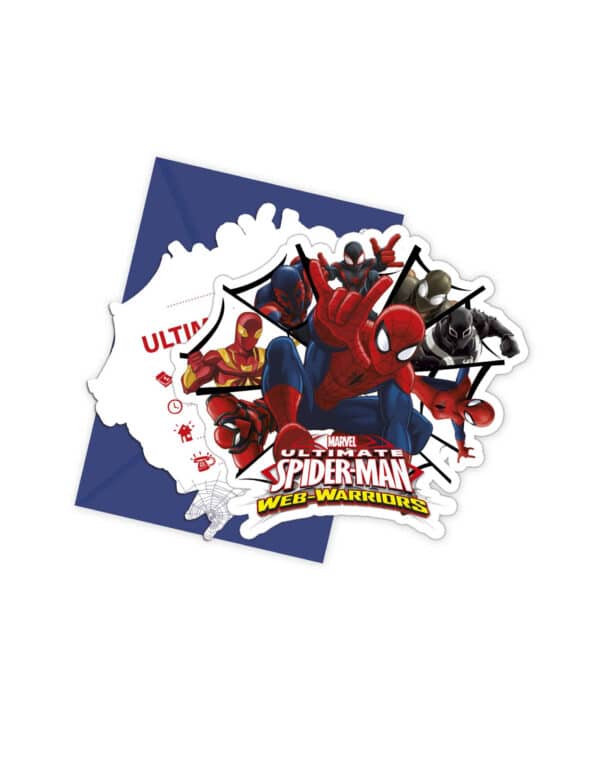 Spiderman Einladungskarten Party-Zubehör 6 Stück bunt 14x9cm
