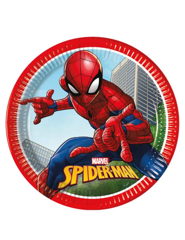 Spiderman-Partyteller Einweggeschirr 8 Stück bunt 23 cm