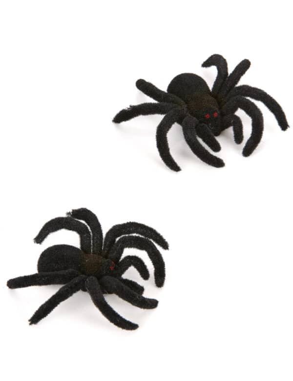Spinnen Halloween Deko 2er-Set schwarz 10cm
