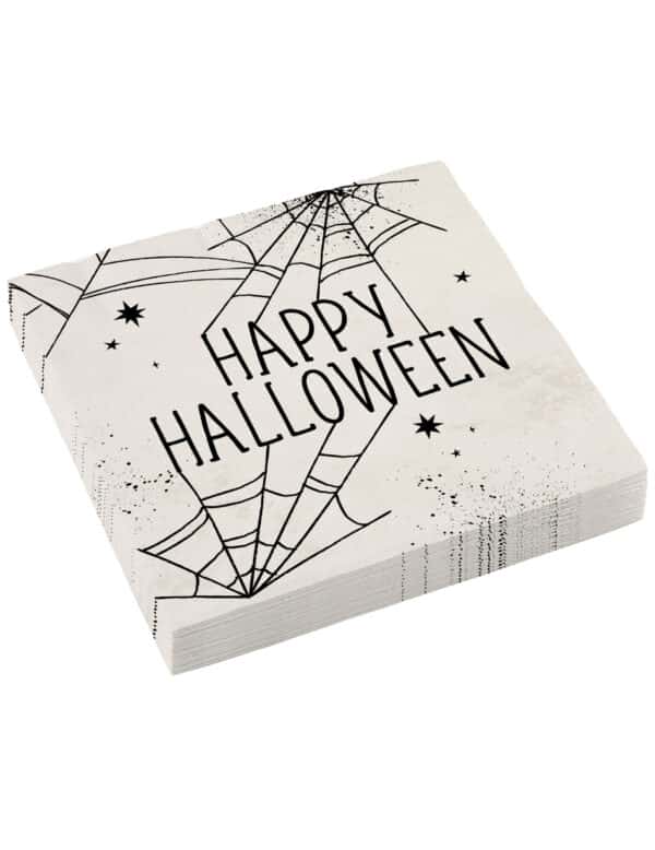 Spinnennetz Papierservietten Happy Halloween 16 Stück 33 x 33 cm