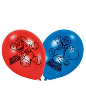 Super Mario-Ballons Videospiel-Luftballons 6 Stück blau-rot