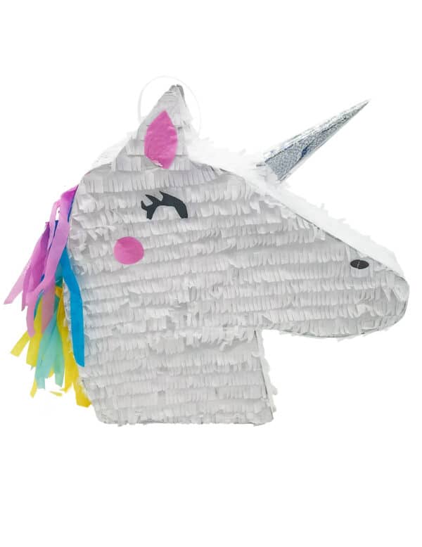 Süße Einhorn-Pinata weiss-pink-schwarz 47 x 32 x 8 cm