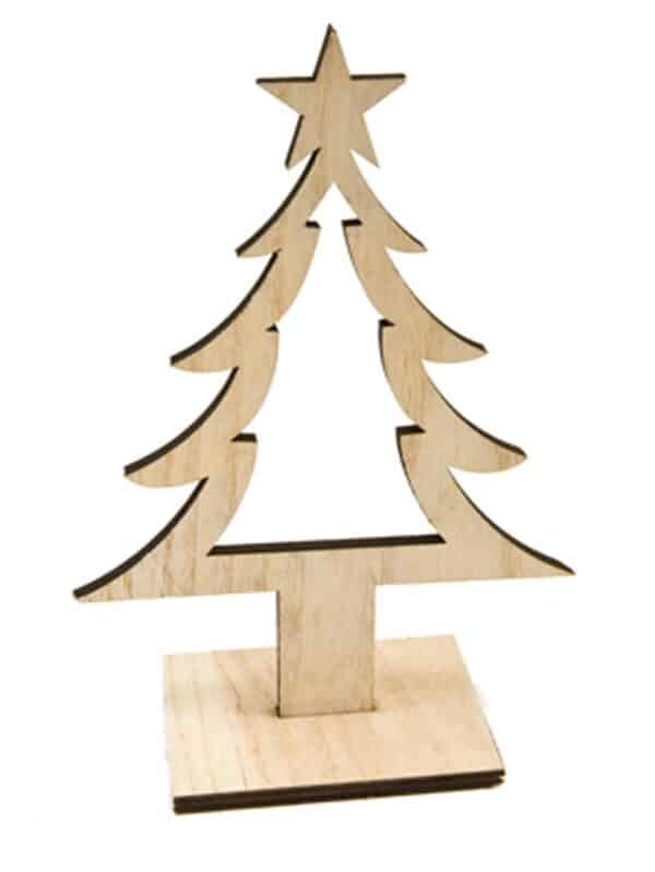 Tannenbaum-Dekoration aus Holz Weihnachtsdeko-Figur braun 25 cm