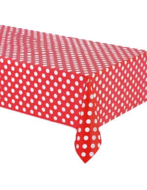 Tischdecke mit Punkten Partydeko rot-weiss 137 x 274 cm