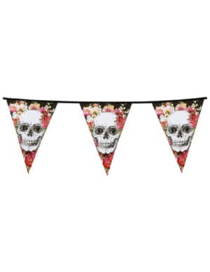 Totenkopf-Girlande Halloween-Dekoration bunt 6m