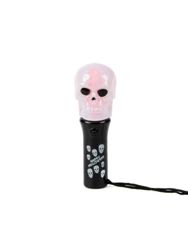 Totenkopf-Taschenlampe Happy Halloween Partydeko schwarz-weiss