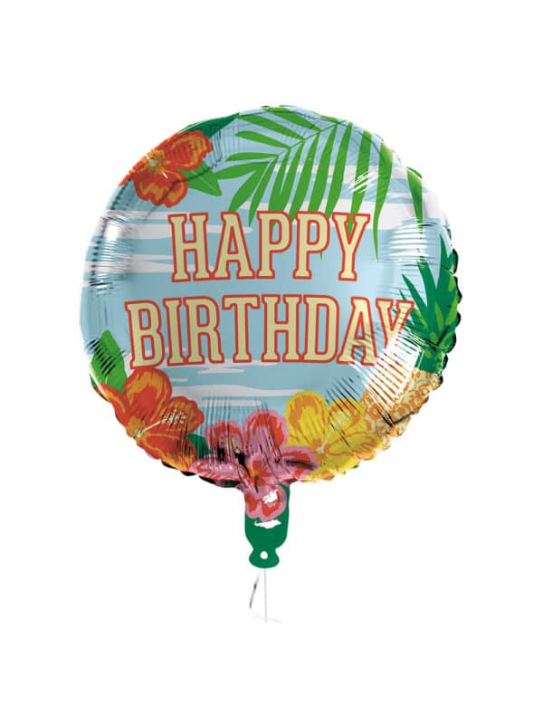 Tropischer Happy Birthday-Aluminiumballon bunt 45 cm