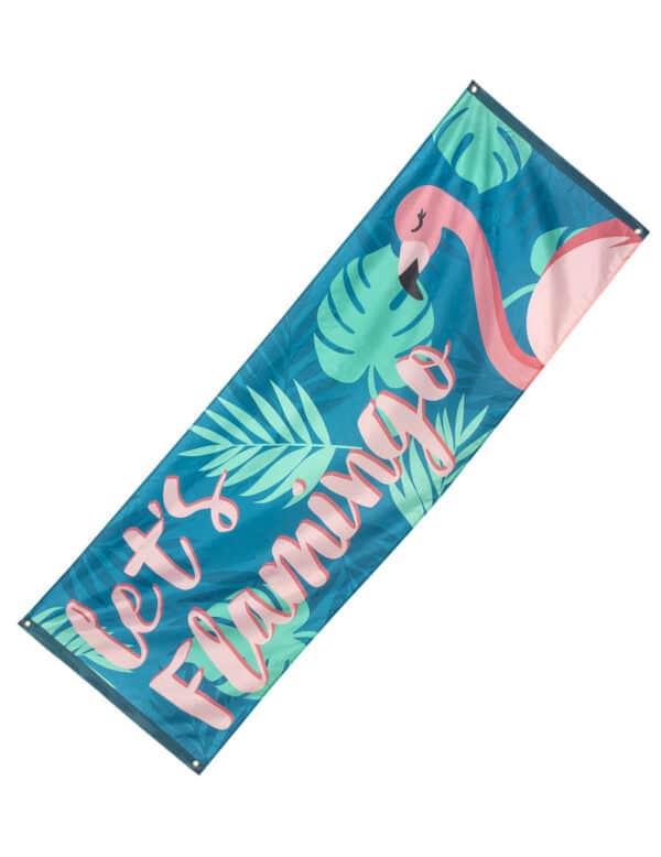 Tropischer Stoffbanner Let's Flamingo bunt 74 x 220 cm