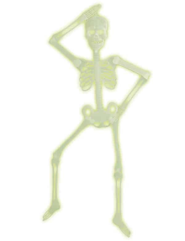 UV-leuchtendes Skelett Halloween Deko neongelb 92cm
