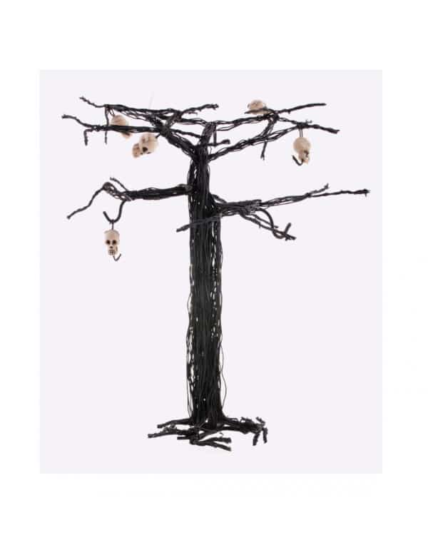 Verfluchter Horrorbaum mit Totenschädeln Halloween-Raumdeko braun-weiß 28 cm