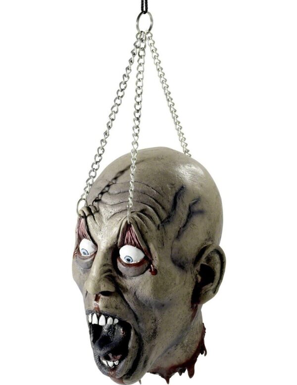 Verstümmelter Zombie Kopf Halloween Party-Deko grau 19x16x31cm
