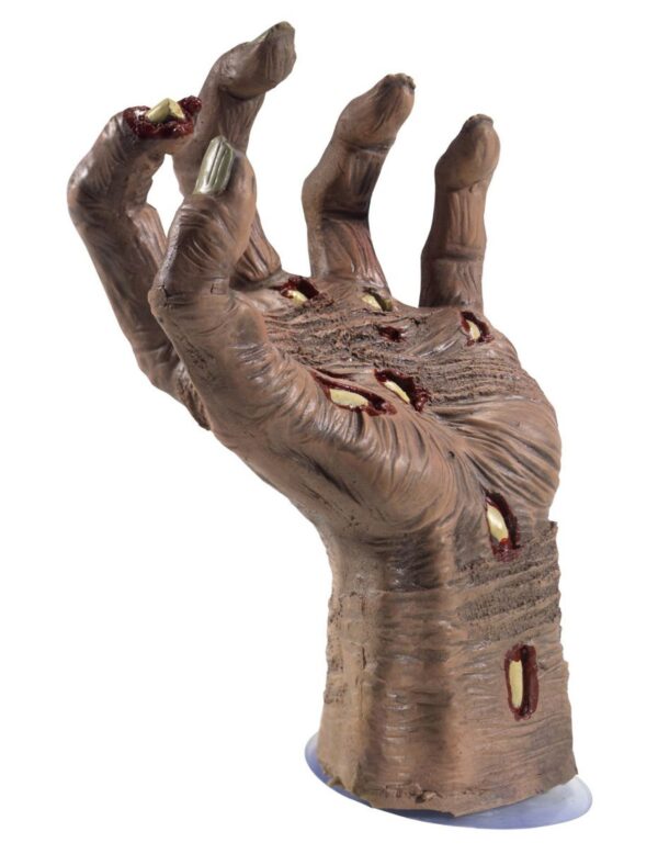 Verweste Zombie-Hand Deko-Figur Halloween-Partydeko braun-beige-rot