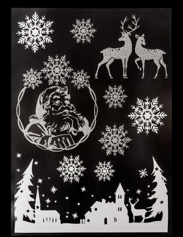 Weihnachten-Fensterbild Schneeoptik weiß