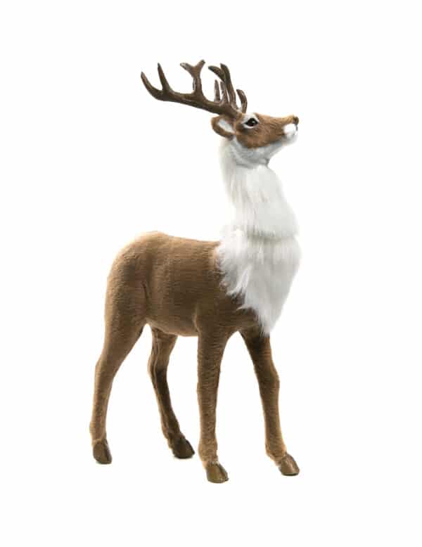 Weihnachtliche Hirsch-Dekofigur braun-weiß 30 cm