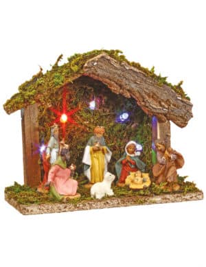 Weihnachtliche Krippe mit sieben Krippenfiguren 5 LEDs Weihnachtsdeko bunt 13