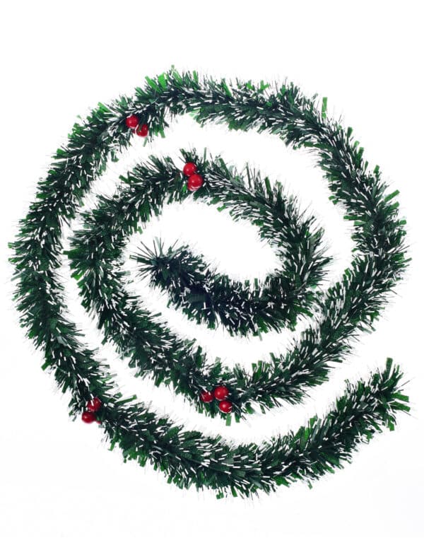 Weihnachtsbaum-Girlande Weihnachtsdeko mit Beeren grün-rot 2 m