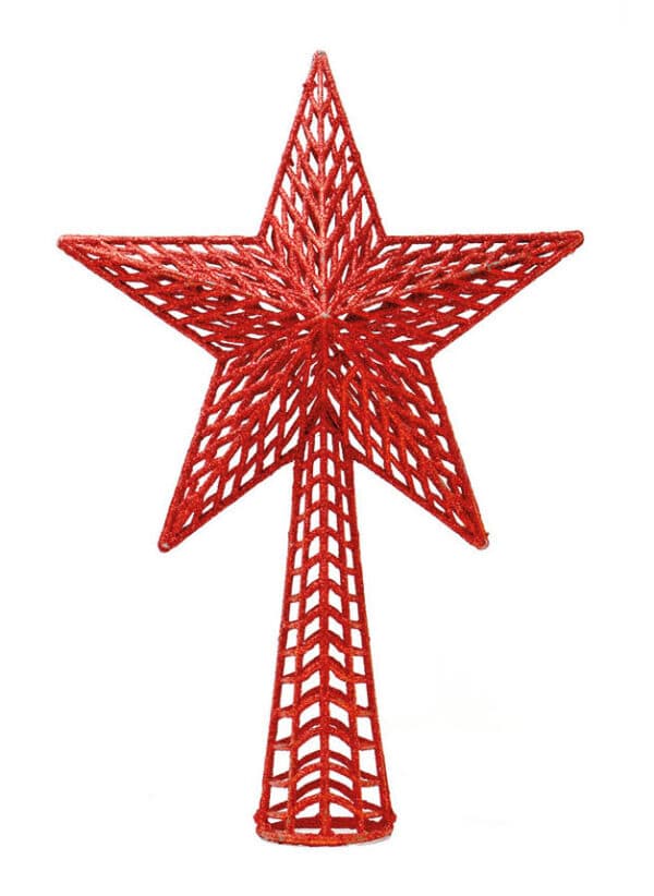 Weihnachtsbaum-Spitze Glitzerstern rot 27 cm