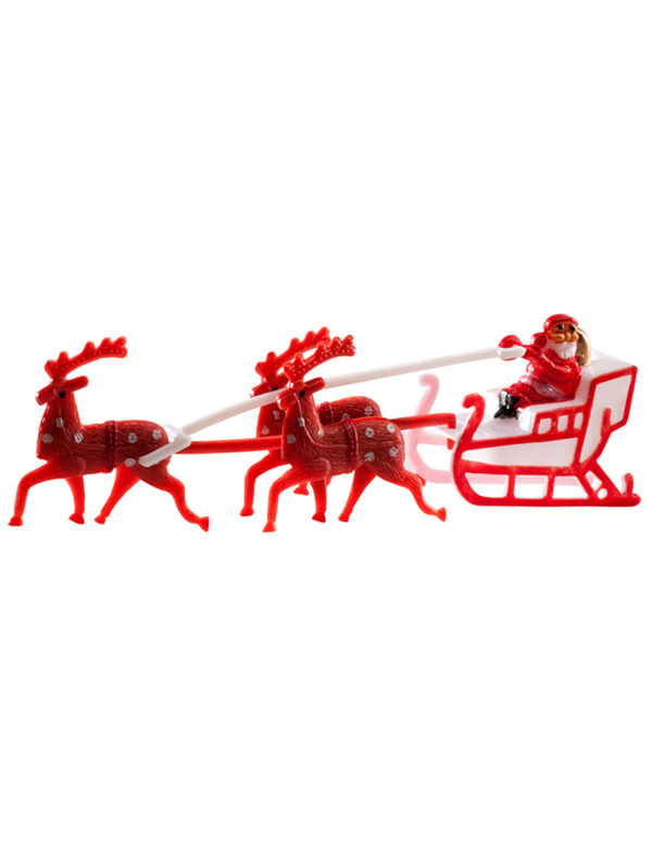 Weihnachtsfigur mit Rentieren Dekoration rot-weiß 14 cm lang