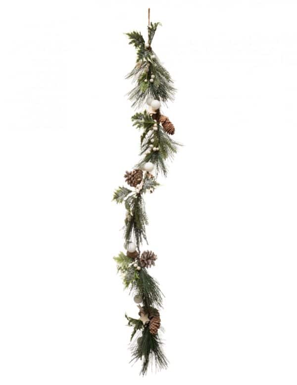 Weihnachtsgirlande Tannenzapfen grün-weiß-braun 1 m