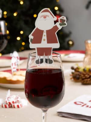 Weihnachtsmann Glas-Markierer 10 Stück Weihnachtsdeko rot-weiss 9x5